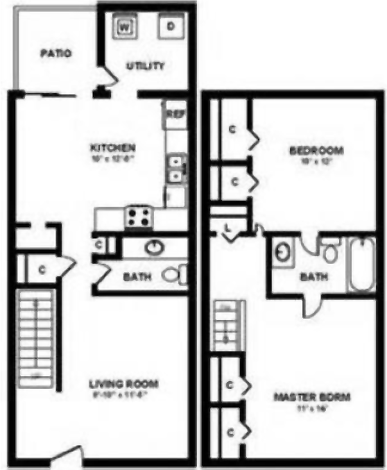Beautiful and spacious 2 bedroom 1.5 baths unit with updated kitchen and eat-in dining room.